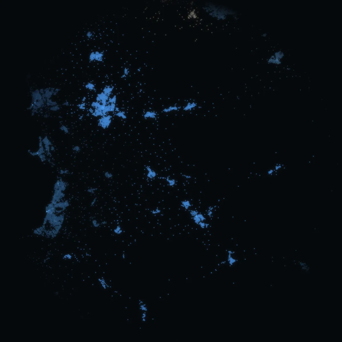 East Ayrshire – every postcode a point of light, coloured by the council area’s average price