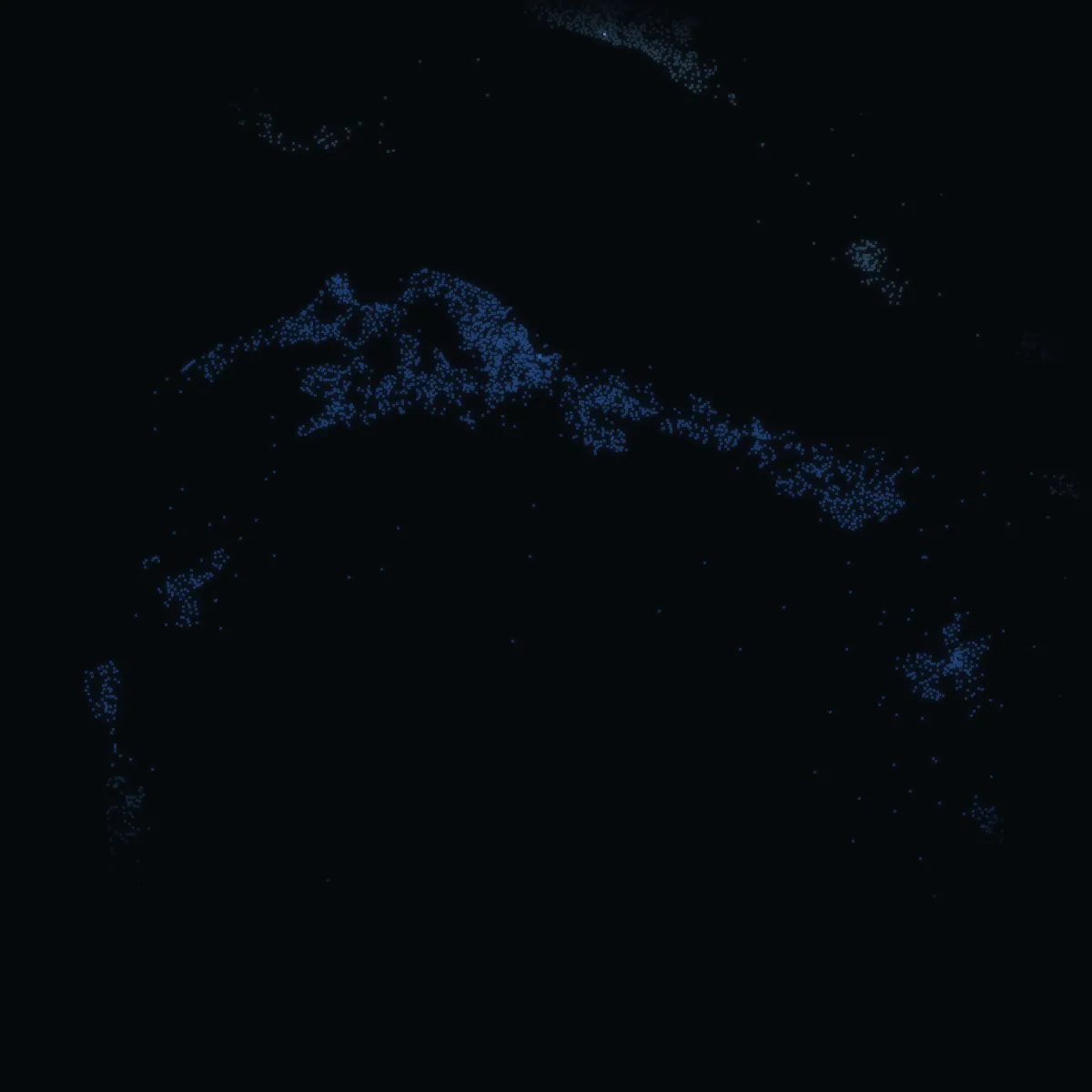Inverclyde – every postcode a point of light, coloured by the council area’s average price