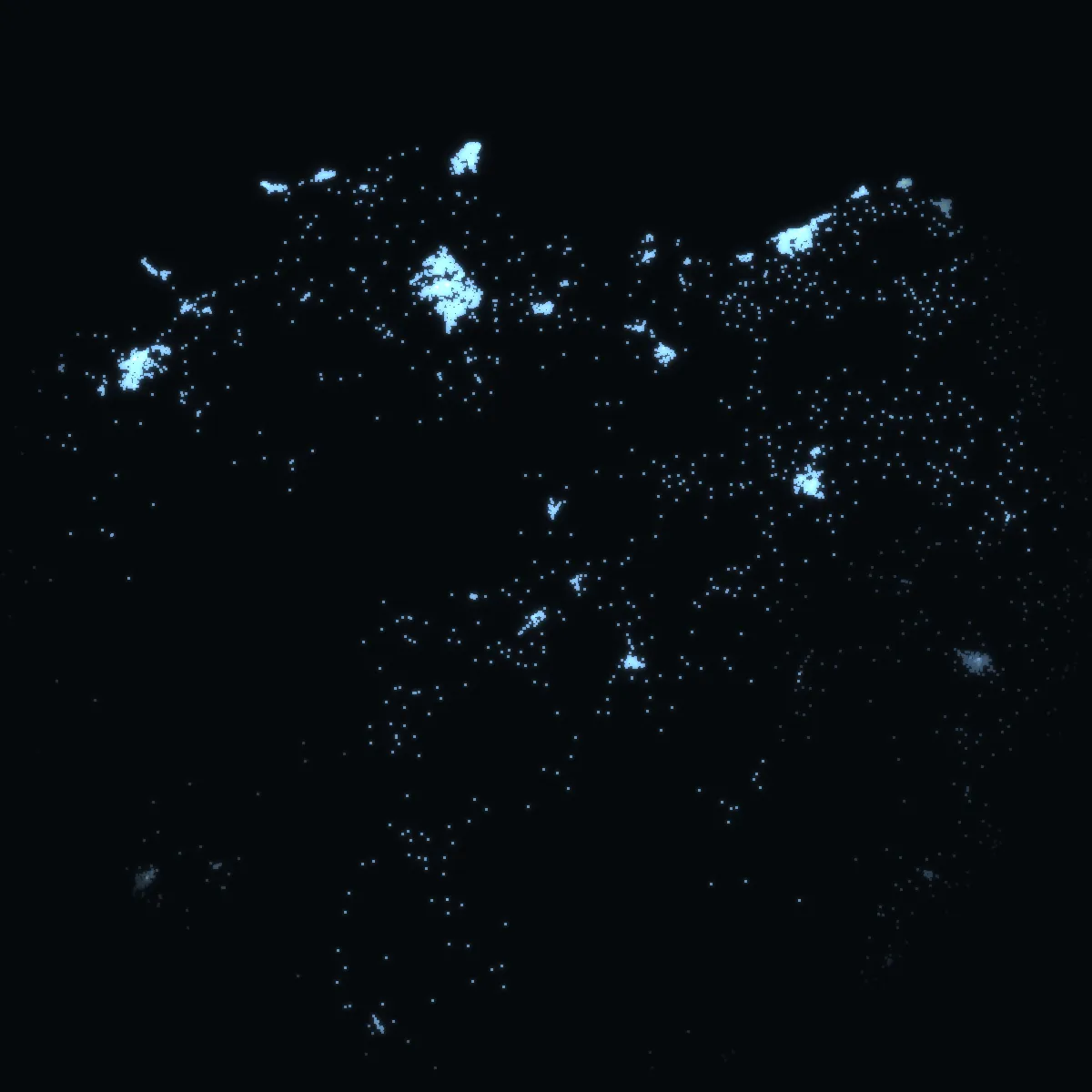 Moray – every postcode a point of light, coloured by the council area’s average price