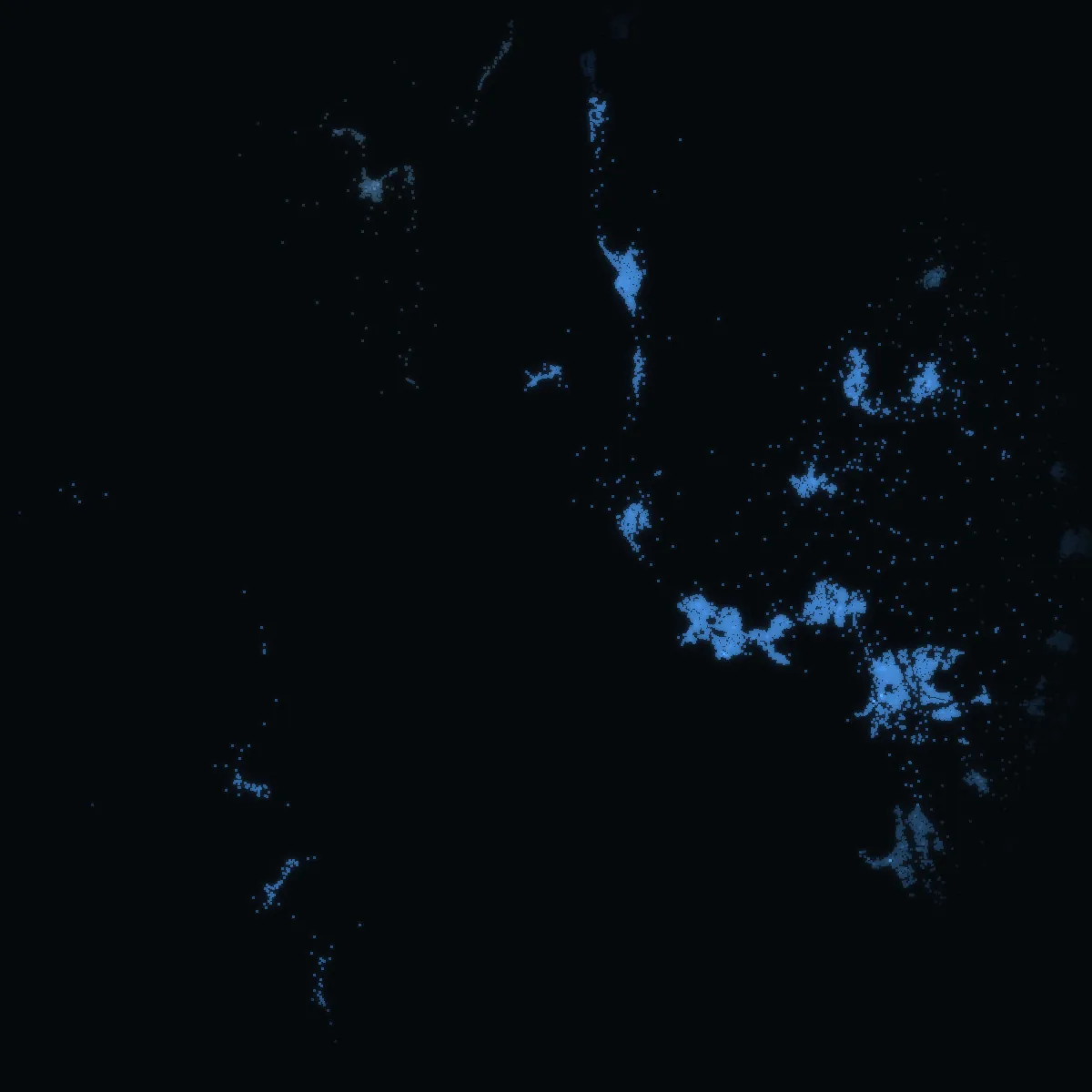 North Ayrshire – every postcode a point of light, coloured by the council area’s average price