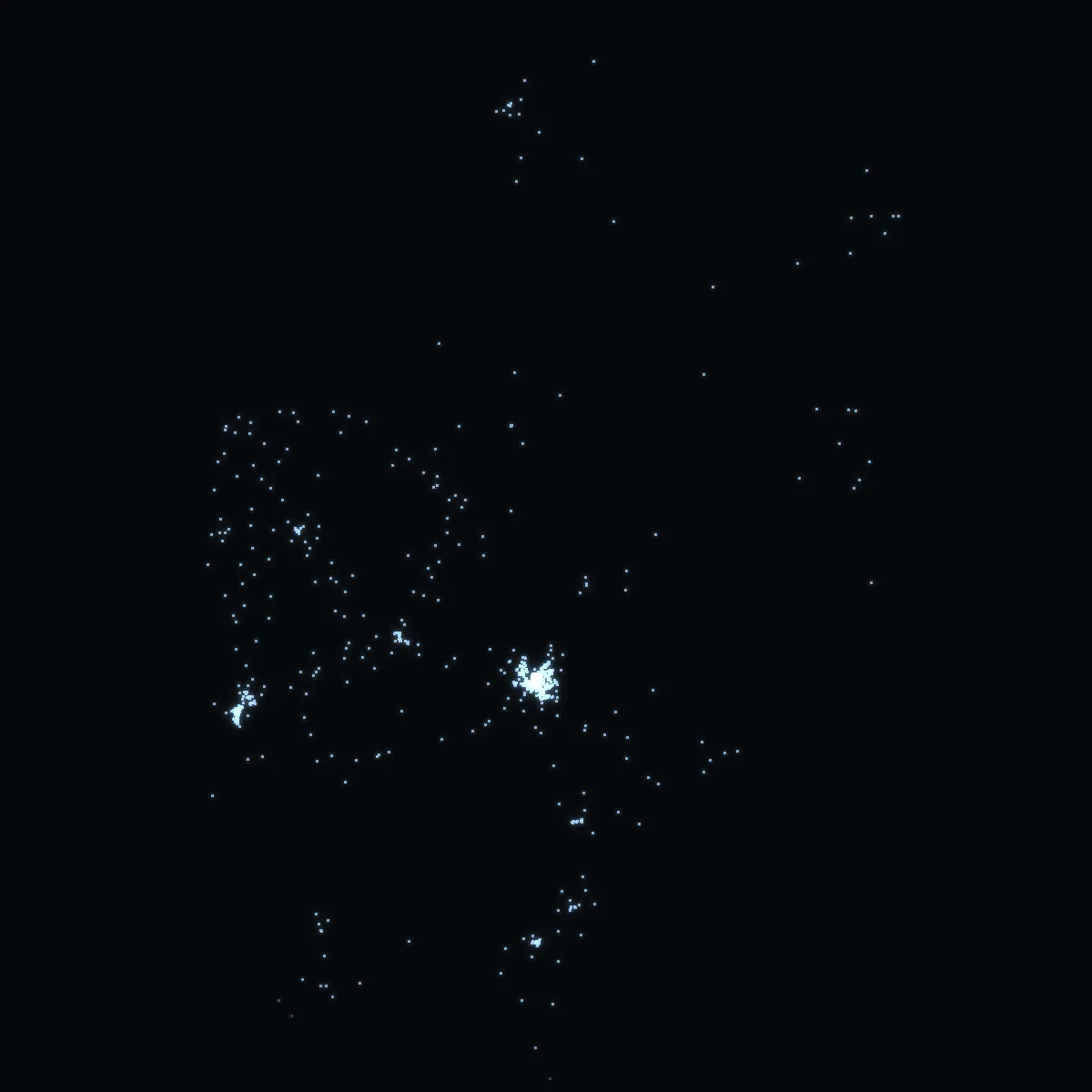 Orkney Islands – every postcode a point of light, coloured by the council area’s average price
