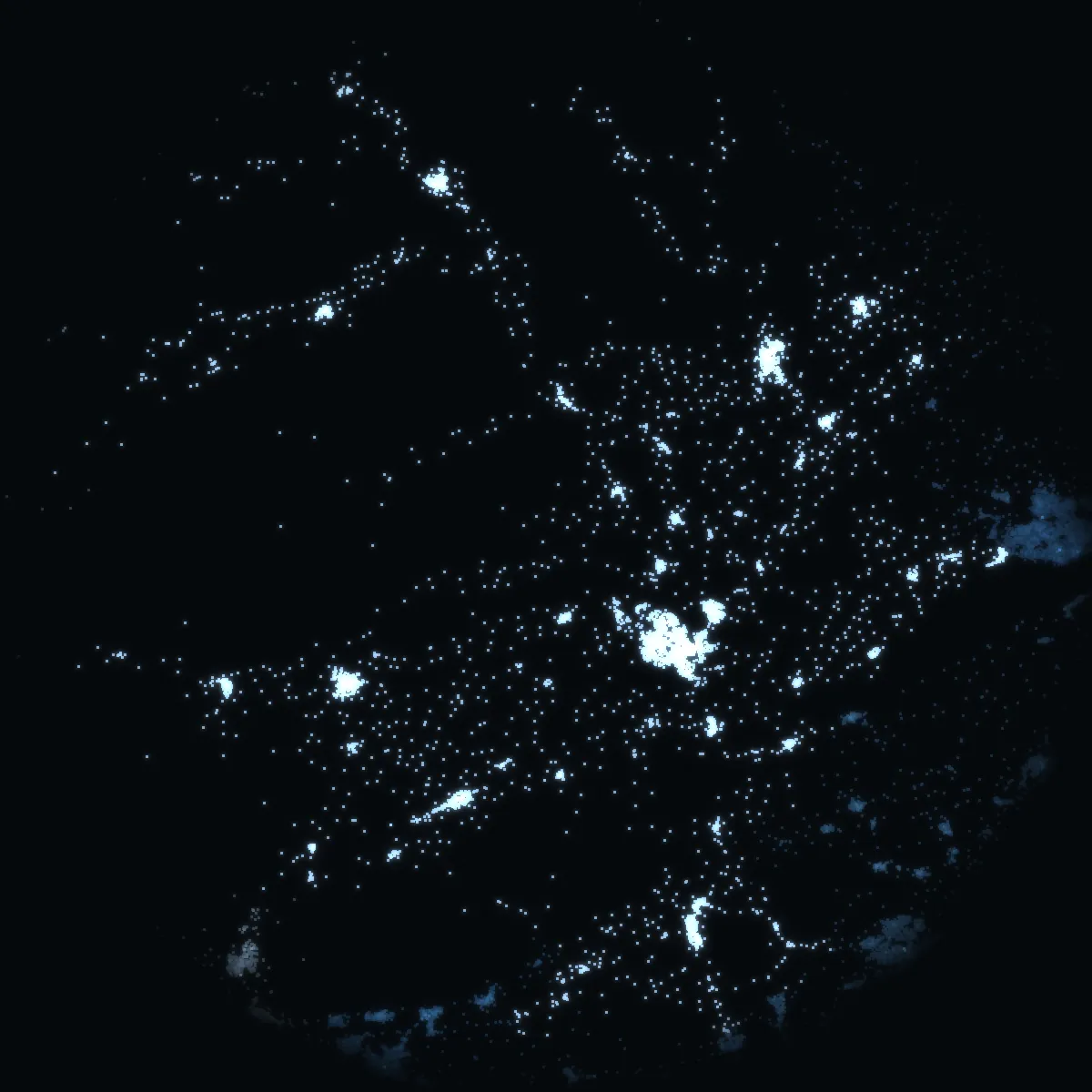 Perth and Kinross – every postcode a point of light, coloured by the council area’s average price