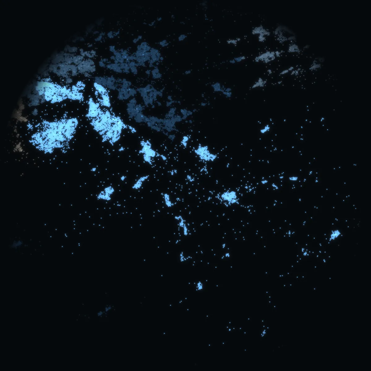 South Lanarkshire – every postcode a point of light, coloured by the council area’s average price