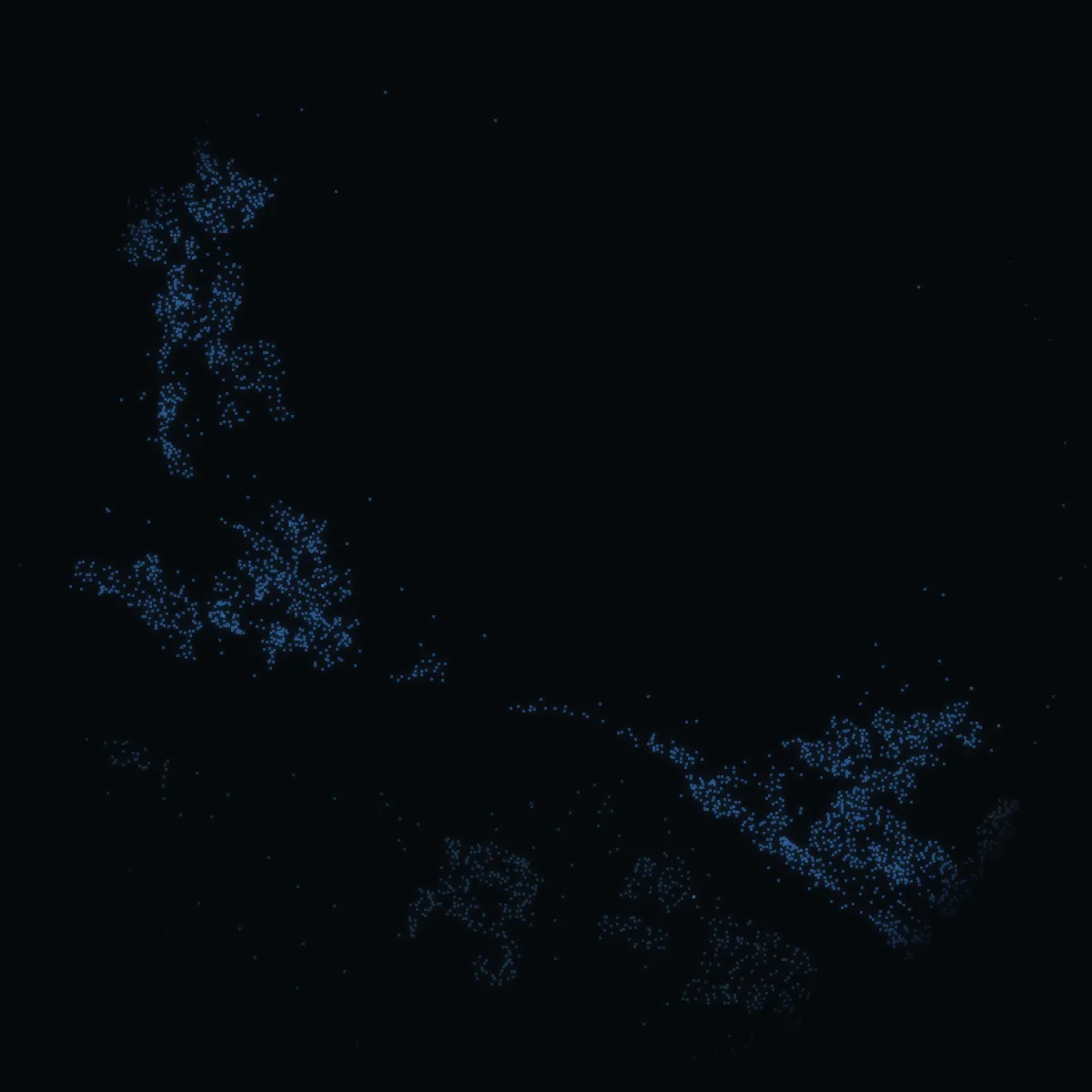 West Dunbartonshire – every postcode a point of light, coloured by the council area’s average price